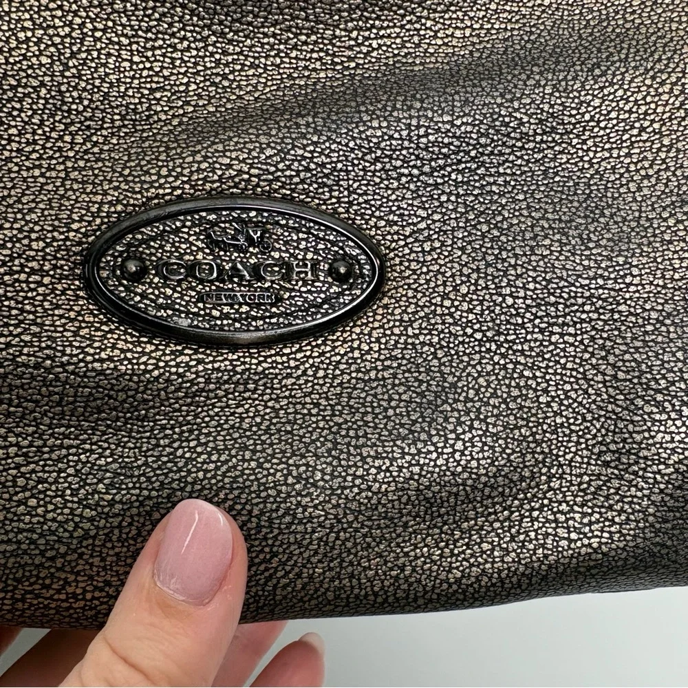 Coach Edie Metallic Gold Pebbled Shoulder Bag